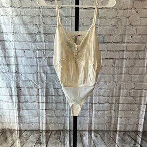 Free People Cream Lace Bodysuit